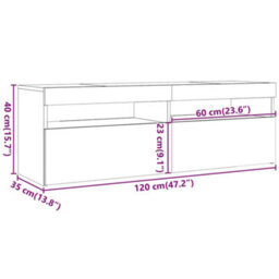 Vidaxl Tv Cabinet With Led Lights Concrete Grey 120X35X40 Cm - thumbnail 3