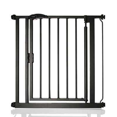 Safetots Pressure Fit Self Closing Stair Gate, 75Cm - 82Cm, Matt Black, Auto Closing Baby Gate, Safety Barrier - image 1