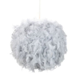 Happy Homewares Eye-Catching And Modern Small Grey Feather Decorated Pendant Lighting Shade - thumbnail 1