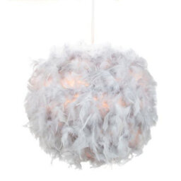 Happy Homewares Eye-Catching And Modern Small Grey Feather Decorated Pendant Lighting Shade - thumbnail 2