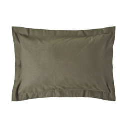 Homescapes Khaki Green Linen Oxford Pillowcase, King - thumbnail 1