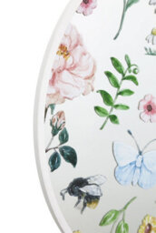 Mirroroutlet The Typis White Metal Edged Circular Wall Mirror With Colour Flower Decals 80Cm Diameter - thumbnail 4