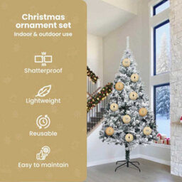 Vidaxl Christmas Bauble Set Xxl 3 Pcs Gold Plastic - thumbnail 6
