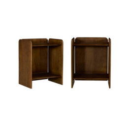 Sweeek - Set Of 2 Exotic Acacia Wood Bedside Tables With 2 Levels Walnut Coloured 40X30X50 Cm - Tara - thumbnail 2