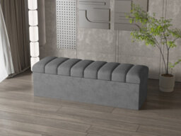 Leo Grey Velvet Ottoman Storage Bench - thumbnail 3