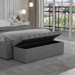 Leo Grey Velvet Ottoman Storage Bench - thumbnail 2