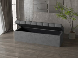 Leo Grey Velvet Ottoman Storage Bench - thumbnail 4