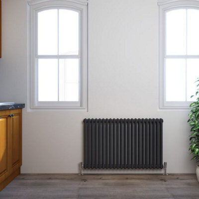 Planet Radiators Two Column 600 X 1010mm Cast Iron Style Radiator Black