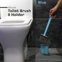 Divchi Toilet Brushes & Holders Bathroom Accessory  Cleaning Products  Silicone  Deep Cleaner  Holder Set (Blue) - thumbnail 2