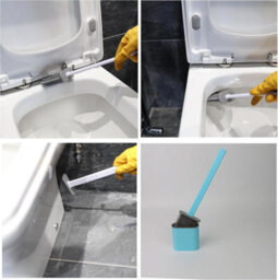 Divchi Toilet Brushes & Holders Bathroom Accessory  Cleaning Products  Silicone  Deep Cleaner  Holder Set (Blue) - thumbnail 6