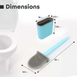 Divchi Toilet Brushes & Holders Bathroom Accessory  Cleaning Products  Silicone  Deep Cleaner  Holder Set (Blue) - thumbnail 5