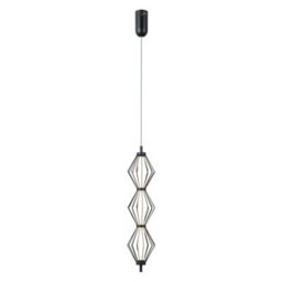 Luminosa Lighting Luminosa Sevil Wire Frame Pendant Ceiling Light Matt Black, Chrome 3000K Warm White 3Xled - thumbnail 2
