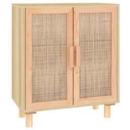 Berkfield Durable Sideboard Brown 60X30X70 Cm Solid Wood Pine And Natural Rattan - thumbnail 1