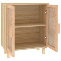 Berkfield Durable Sideboard Brown 60X30X70 Cm Solid Wood Pine And Natural Rattan - thumbnail 5
