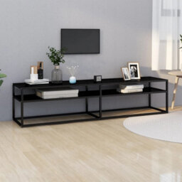 Berkfield Tv Cabinet Black 180X40X40.5 Cm Tempered Glass - thumbnail 1