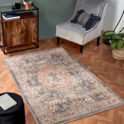 Green Traditional Easy To Clean Abstract Floral Rug For Dining Room-80Cm X 150Cm