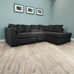 Furnishings For Less UK Paris Charcoal Boucle Fabric 5 Seater L Shaped Right Hand Corner Sofa Scatter - thumbnail 1