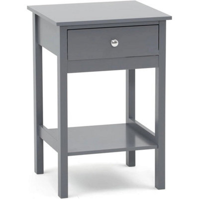 Gray Bedside Table Cabinet Nightstand Side Drawer & Shelf Storage Bedroom - image 1