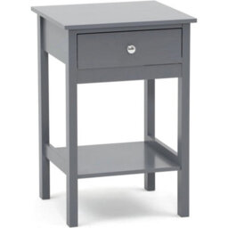 Gray Bedside Table Cabinet Nightstand Side Drawer & Shelf Storage Bedroom - thumbnail 4