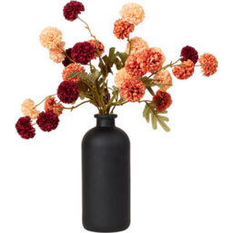 Deenz Pom-Pom Plastic Flower Set Arrangement Sleek Ceramic Black Decorative Vase Stunning Floral Display Vibrant Colours 54X37 Cm