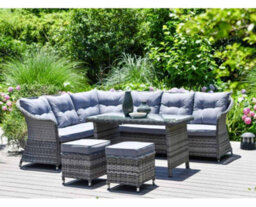 Garden Store Direct Florida L Shape Corner Sofa Rattan Garden Furniture Set With Aluminium Frame