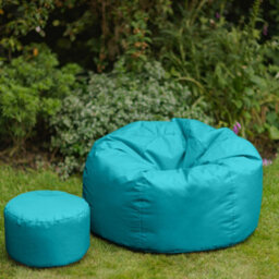 Icon Kingston Adult Classic Indoor Outdoor Bean Bag & Square Footstool Pouffe Aqua - thumbnail 4