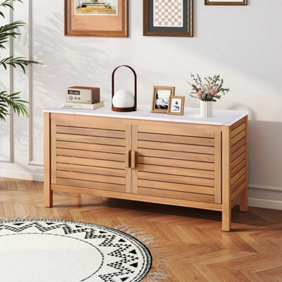 Wooden Deck Sideboard Patio Storage Cabinet 2-Door Storage - image 1