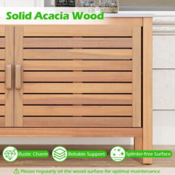 Wooden Deck Sideboard Patio Storage Cabinet 2-Door Storage - thumbnail 4
