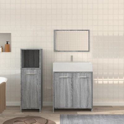 Berkfield 3 Piece Bathroom Furniture Set Grey Sonoma Engineered Wood - image 1