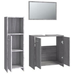 Berkfield 3 Piece Bathroom Furniture Set Grey Sonoma Engineered Wood - thumbnail 6