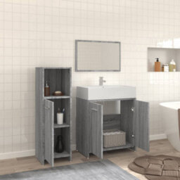 Berkfield 3 Piece Bathroom Furniture Set Grey Sonoma Engineered Wood - thumbnail 3