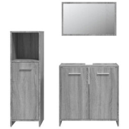 Berkfield 3 Piece Bathroom Furniture Set Grey Sonoma Engineered Wood - thumbnail 5