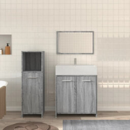 Berkfield 3 Piece Bathroom Furniture Set Grey Sonoma Engineered Wood - thumbnail 1