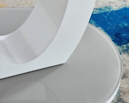 Furniturebox Giovani Round 4 Seat 100Cm White High Gloss Halo Base Grey Glass Top Dining Table 4 Navy Velvet Silver Leg Pesaro Chairs - thumbnail 5