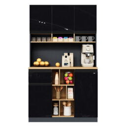 Matteo Modern Farmhouse High-Gloss Sideboard Cabinet, 105 X 45 X 185 Cm, Black & Natural - thumbnail 7