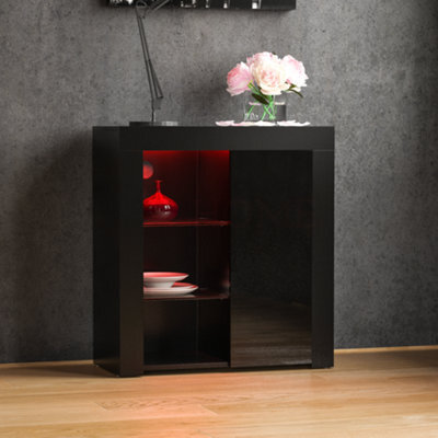 Lassic Vida Designs Azura Black 1 Door Led Sideboard Storage Cabinet Cupboard - image 1
