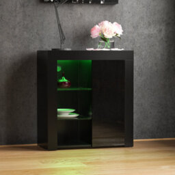 Lassic Vida Designs Azura Black 1 Door Led Sideboard Storage Cabinet Cupboard - thumbnail 7