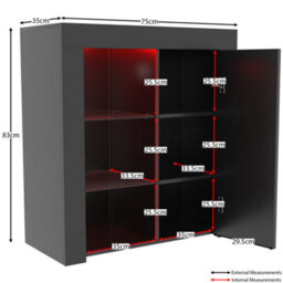 Lassic Vida Designs Azura Black 1 Door Led Sideboard Storage Cabinet Cupboard - thumbnail 2