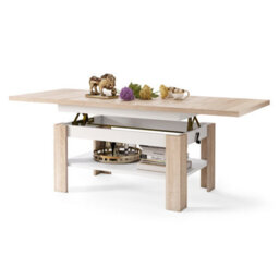 Heze Furniture Runa 2 In 1 Extending Coffee / Dining Table 130-170Cm - Sonoma Oak / White - thumbnail 5