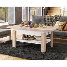 Heze Furniture Runa 2 In 1 Extending Coffee / Dining Table 130-170Cm - Sonoma Oak / White - thumbnail 2