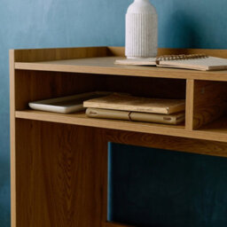 Sweeek - Wood Decor Desk With 2 Oak Storage Compartments    L 90 X W 45 X H 78 Cm    Jules - thumbnail 7