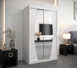 Arte Elypse Contemporary 2 Mirrored Sliding Door Wardrobe 5 Shelves 2 Rails White (H)2000mm (W)1200mm (D)620mm - thumbnail 2
