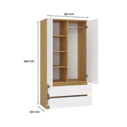 Topeshop Malwa Ss-90 Artisan Oak Wardrobe Clothes Storage With Drawers - thumbnail 6
