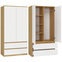 Topeshop Malwa Ss-90 Artisan Oak Wardrobe Clothes Storage With Drawers - thumbnail 1