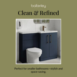Balterley Right-Hand Bathroom Vanity And Wc Unit Combination With Basin - 1100mm - Satin Dark Blue With Brushed Bronze Handles - thumbnail 7
