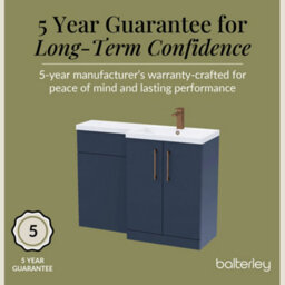 Balterley Right-Hand Bathroom Vanity And Wc Unit Combination With Basin - 1100mm - Satin Dark Blue With Brushed Bronze Handles - thumbnail 6
