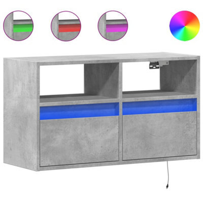 Berkfield Durable Tv Wall Cabinet With Led Lights Concrete Grey 80X31X45 Cm - image 1