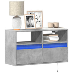 Berkfield Durable Tv Wall Cabinet With Led Lights Concrete Grey 80X31X45 Cm - thumbnail 2