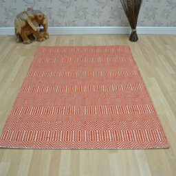 Orange Geometric Wool Modern Handmade Easy To Clean Rug For Living Room And Bedroom-120Cm X 170Cm - thumbnail 4