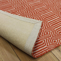 Orange Geometric Wool Modern Handmade Easy To Clean Rug For Living Room And Bedroom-120Cm X 170Cm - thumbnail 5